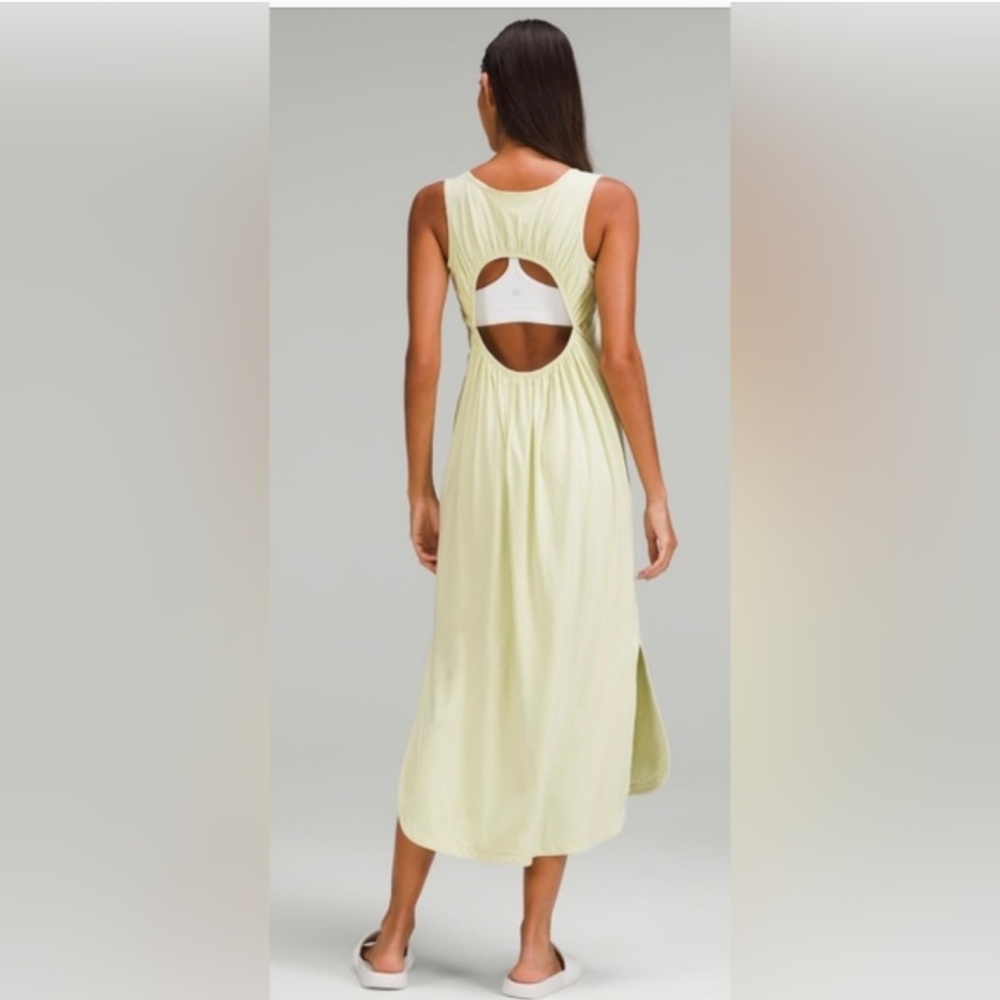 LULULEMON Pima Cotton Open Back Midi Dress in Dewy